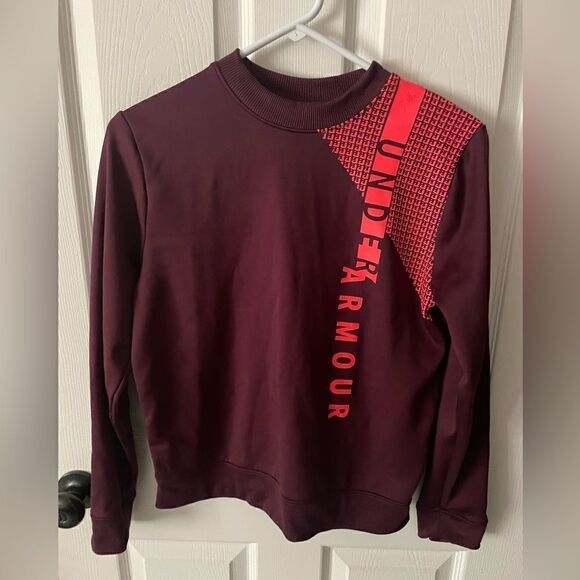 Women's Under Armour Pullover crewneck Sweatshirt Burgundy / pink - Picture 1 of 3